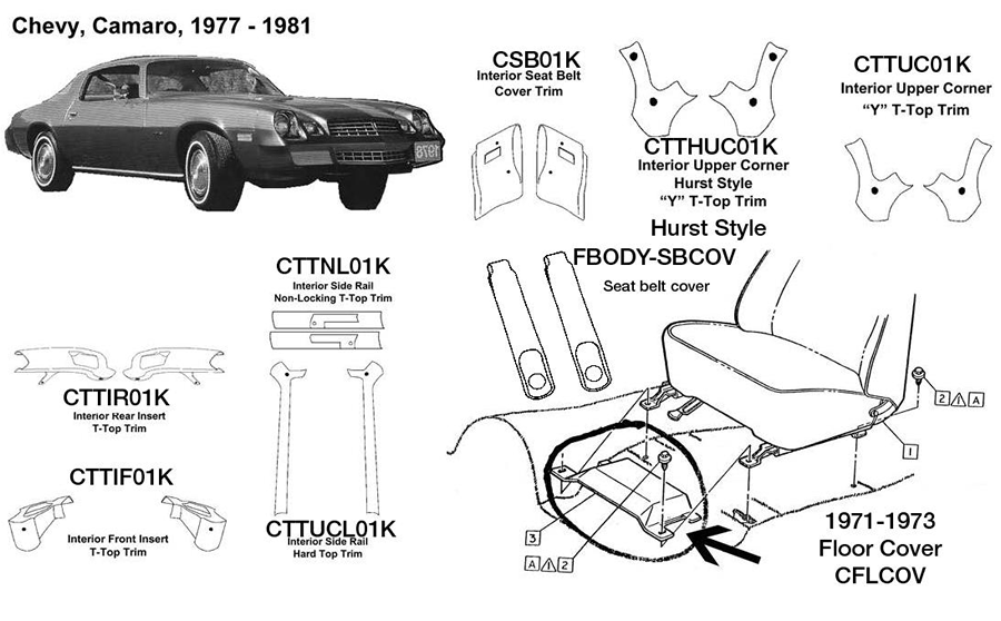 Chevrolet Camaro Interior Seat Belt Cover Trim 1977 1978 1979 1980 1981 Csb01k