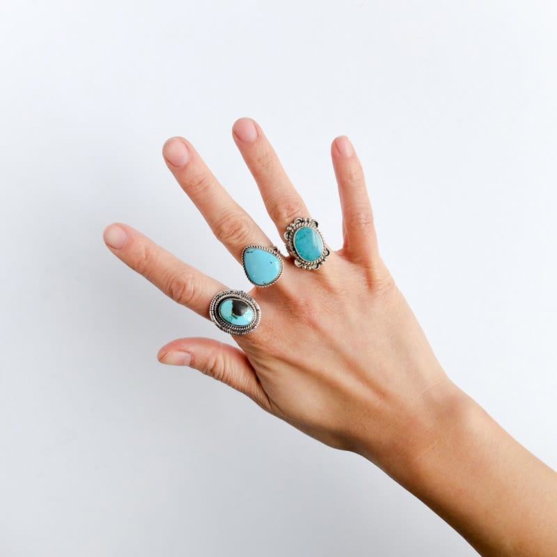 Turquoise and silver rings