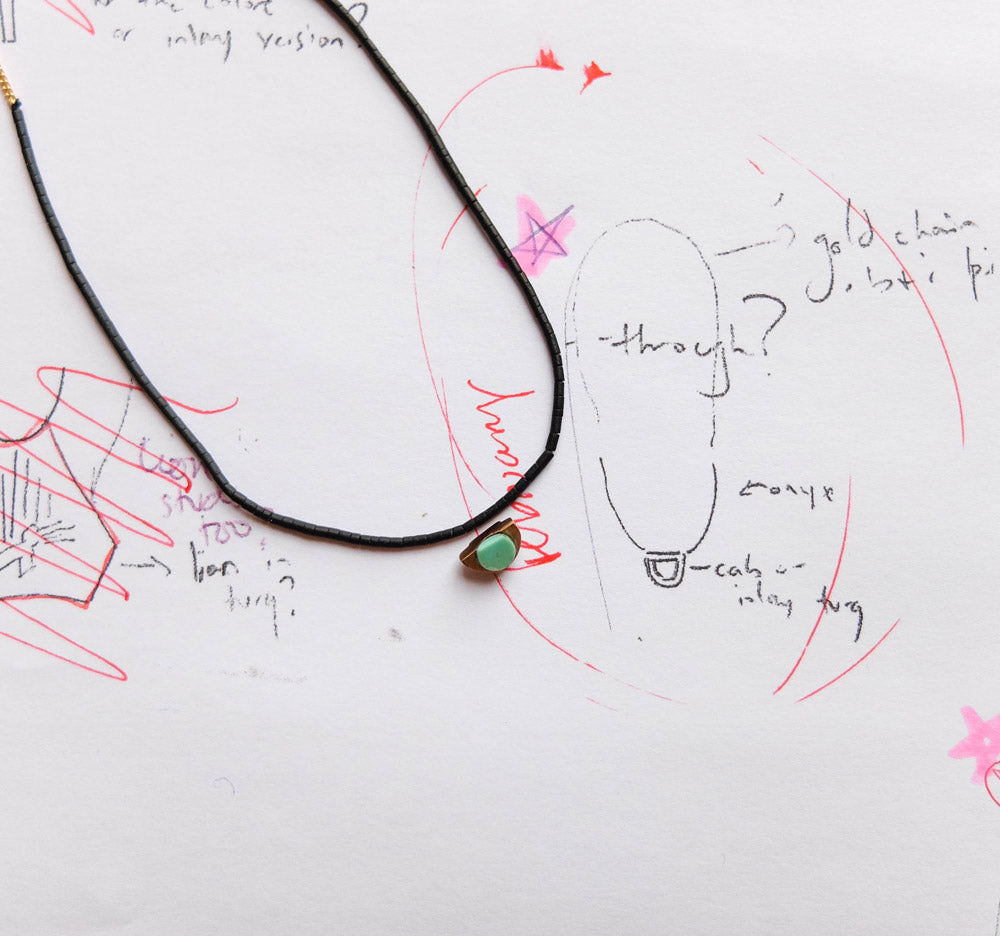 Inti Necklace sketch and prototype