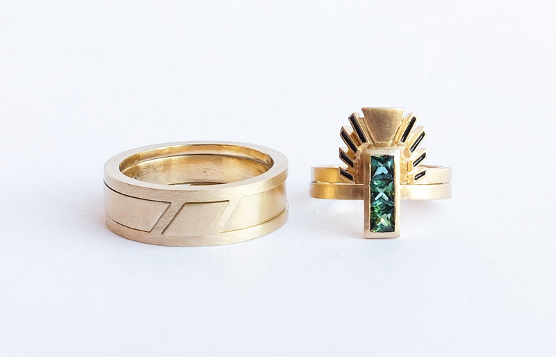 betsy & iya custom 14k gold ring set