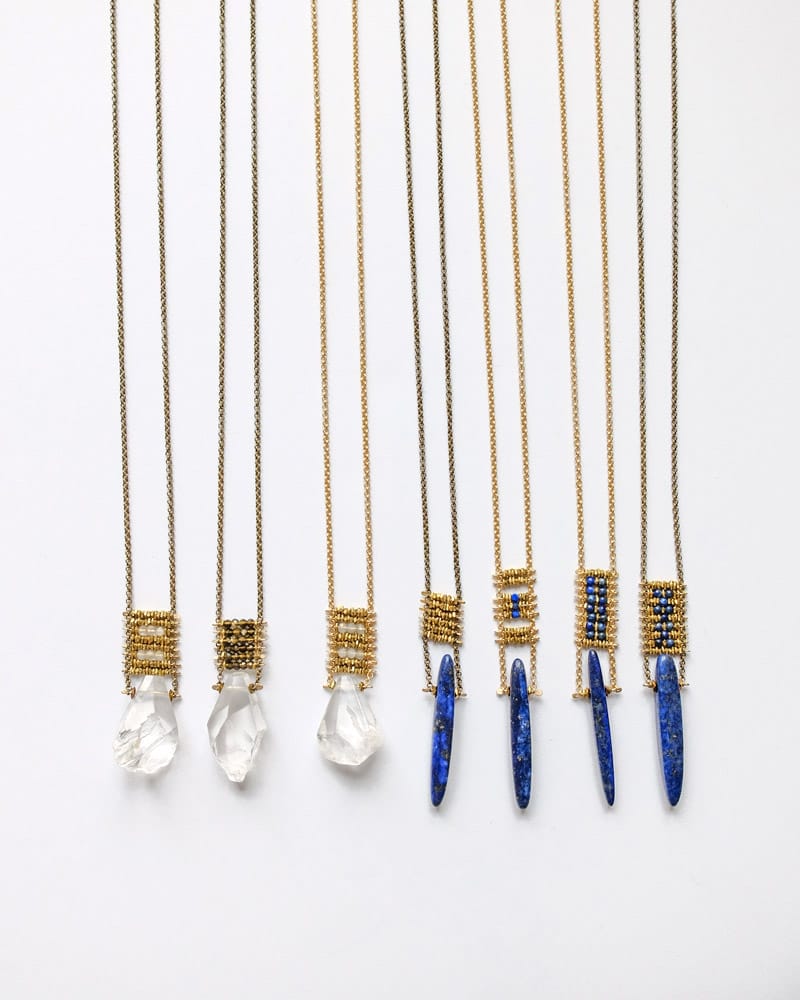 7 Demimonde handcrafted brass beaded necklaces with focal pieces