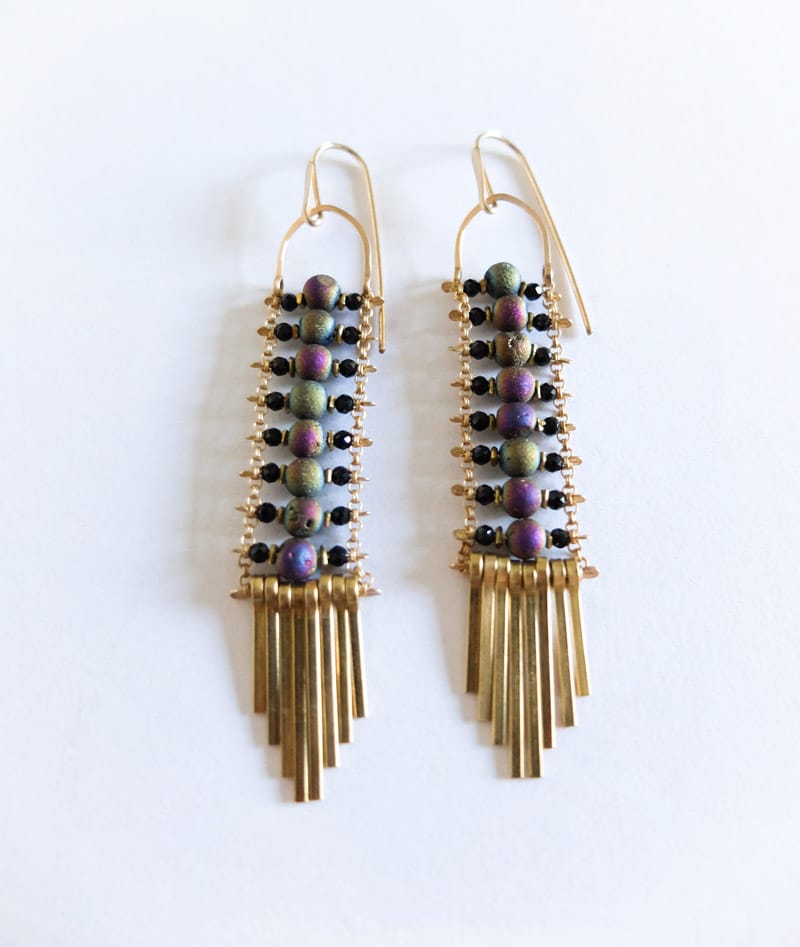 Demimonde Earrings Druzy and Spinel Beads