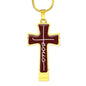 Jesus Text Cross Necklace Maroon