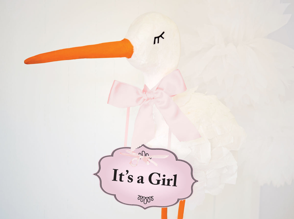 Baby Shower Sign Printable And Diy 3d Stork Tutorial It S A Girl Pdf Silhouette Cut File