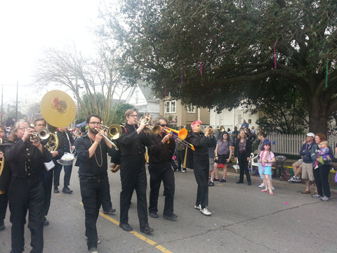 Jim Thornton plays the trumpet, Krewe of Thoth, 2013