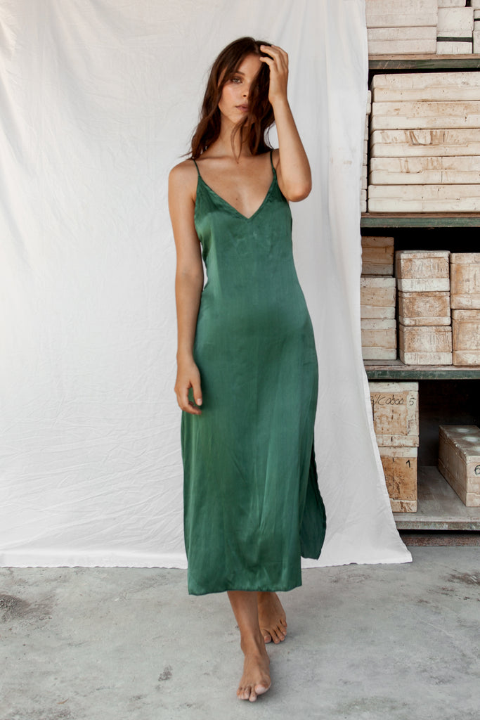 Lily | Green Silk Dress | Rimmba