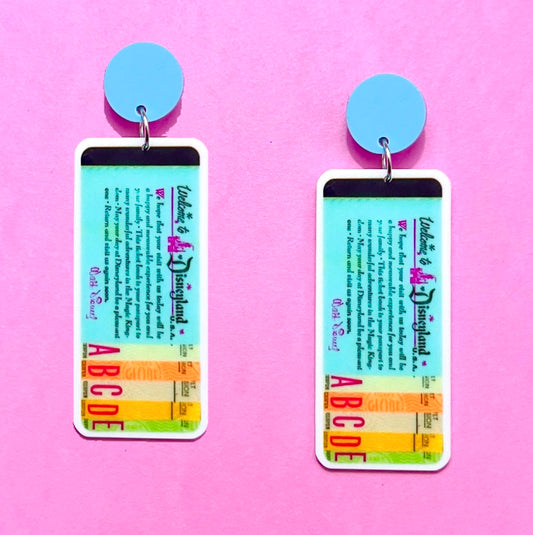 Retro Park Ticket Book Drop Earrings