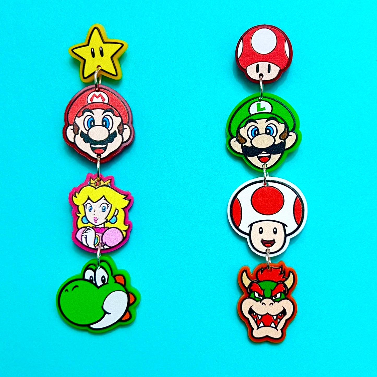 Mario & Friends Tiered Acrylic Drop Earrings