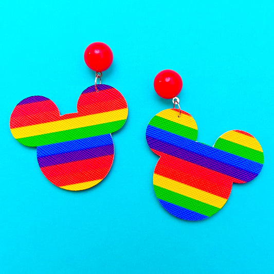 Mouse Rainbow Stripe Drop Earrings