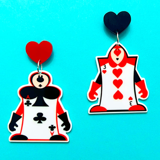 Playing Cards Wonderland Acrylic Drop Earrings