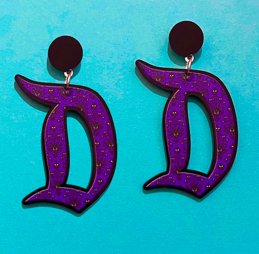 Spooky Wallpaper Retro “D” Drop Earrings