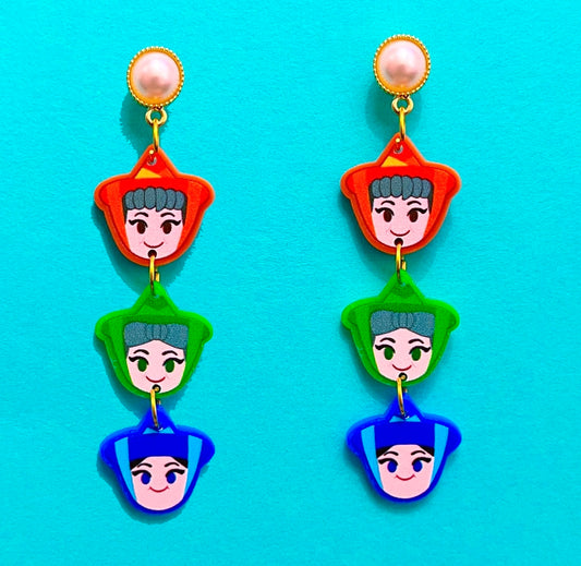 Sleeping Beauty Fairies Tiered Drop Earrings