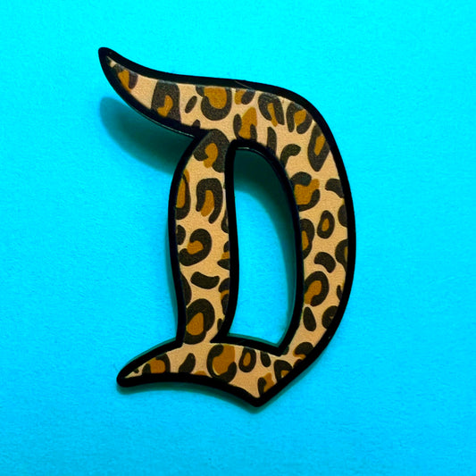 Leopard Print “D” Inspired Brooch Pin