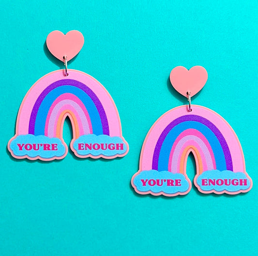 You’re Enough Rainbow Acrylic Drop Earrings