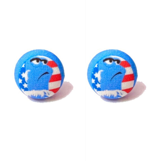 Sam Eagle Fabric Button Earrings