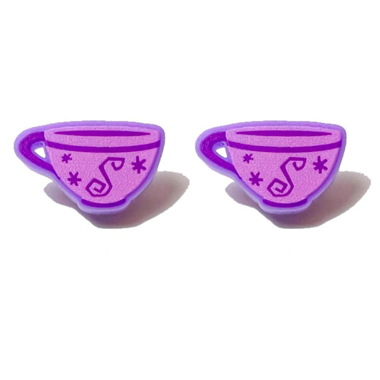 Purple Teacup Post Earrings