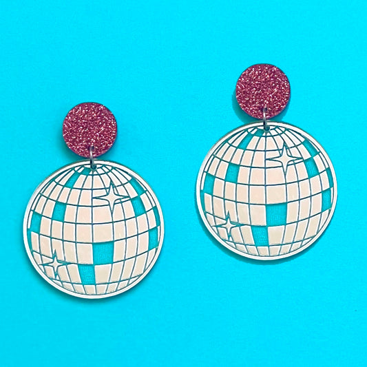 Mirror Disco Ball Drop Earrings