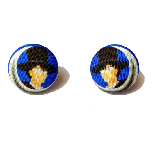 Tuxedo Mask Fabric Button Earrings