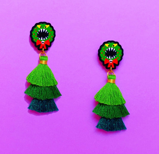 Monster Wreath Tassel Earrings