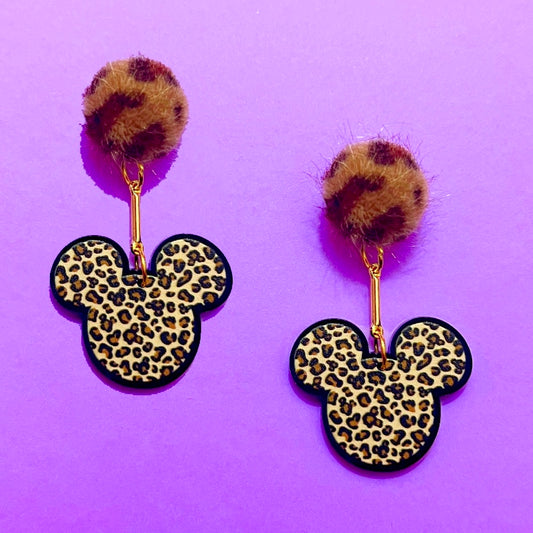 Mouse Leopard Print Hanging Drop Earrings