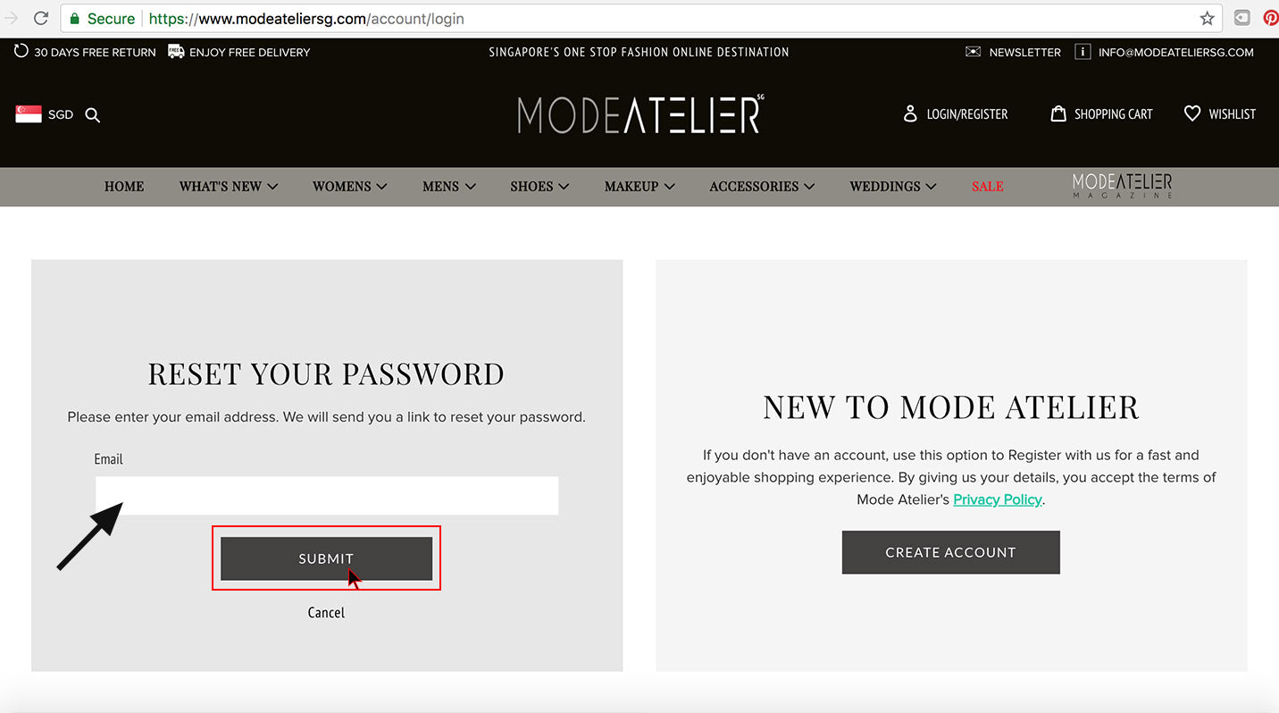 How To Reset Password Step 3 - Mode Atelier Sg Online Store