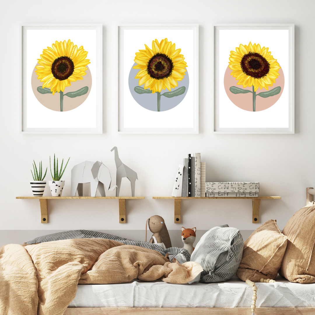 Sunflower in Blue Circle - Mae She Reign - Creative Studio
