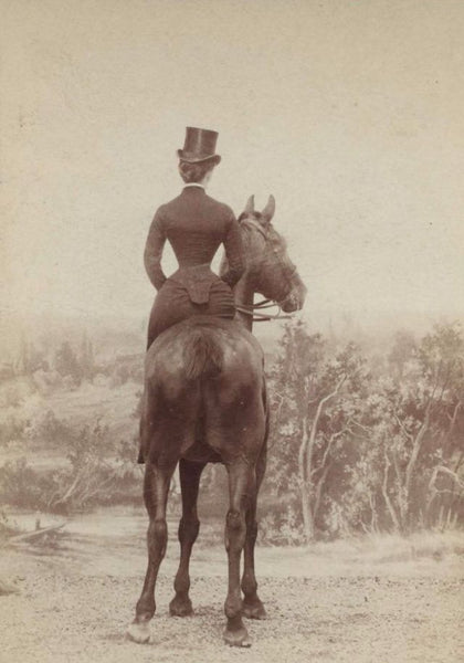 woman riding side saddle late 1800 (image from vintag.es, unknown author)