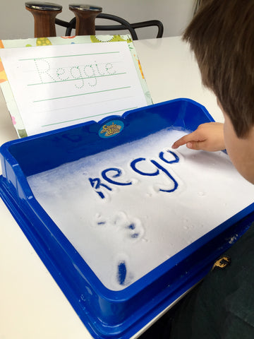 learn to write, Letter tracing in a Salt Tray, My Little Learner