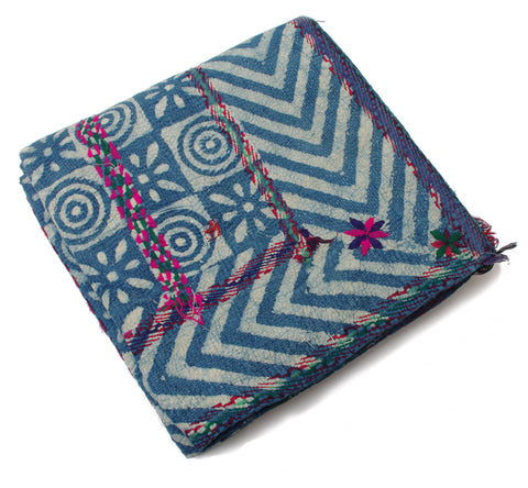 Indigo Vintage Kantha Quilt