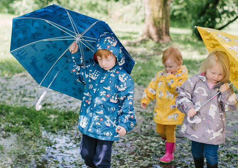 Kids wearing Holly and Beau rainwear