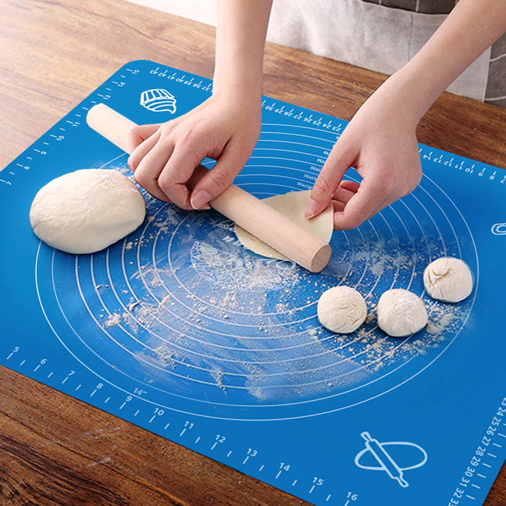 ZCHING Silicone Pastry Mat with Measurement Not-Slip Rolling Dough Mats for Baking 24“ x 16” black 