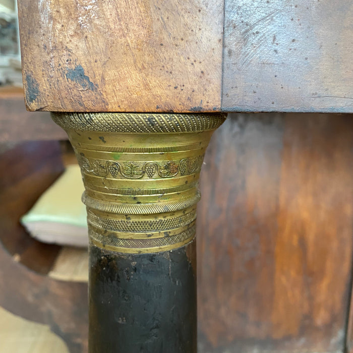 19th Century French Directoire Mirror and Console with Ebony Columns and Bronze Capitals