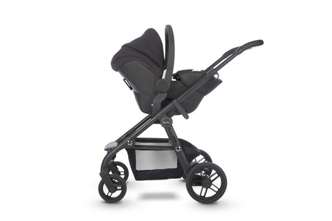 Silver Cross Coast chassis with infant car seat attached