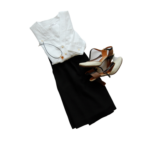 White shirt and black skirt