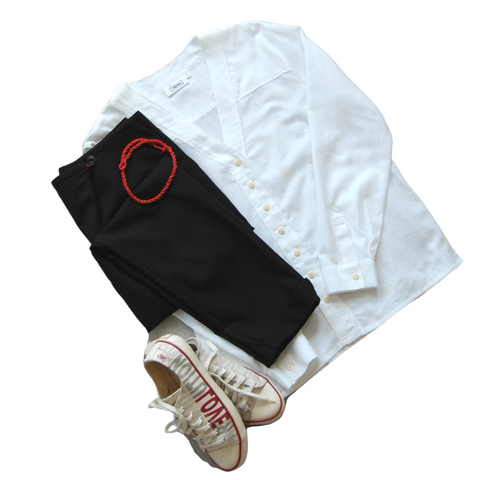White shirt and black trousers