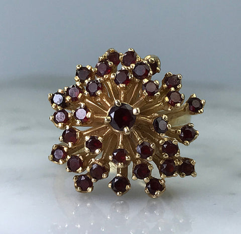 Vintage Garnet Cluster Ring