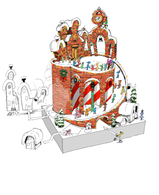 Gif of gingerbread village actuator