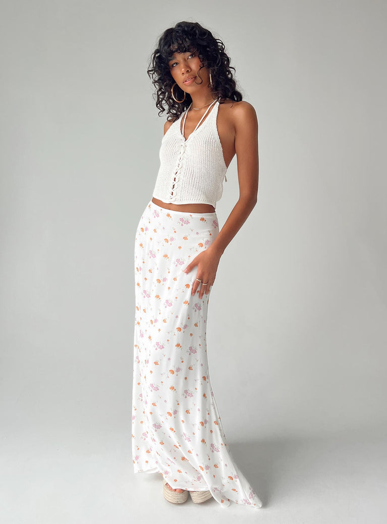 Maxi skirt Floral print Invisible zip fastening at back