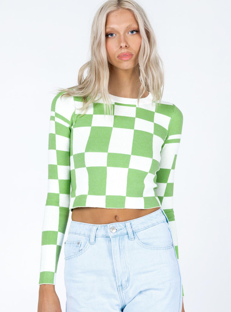 Carmine Long Sleeve Top Green / White