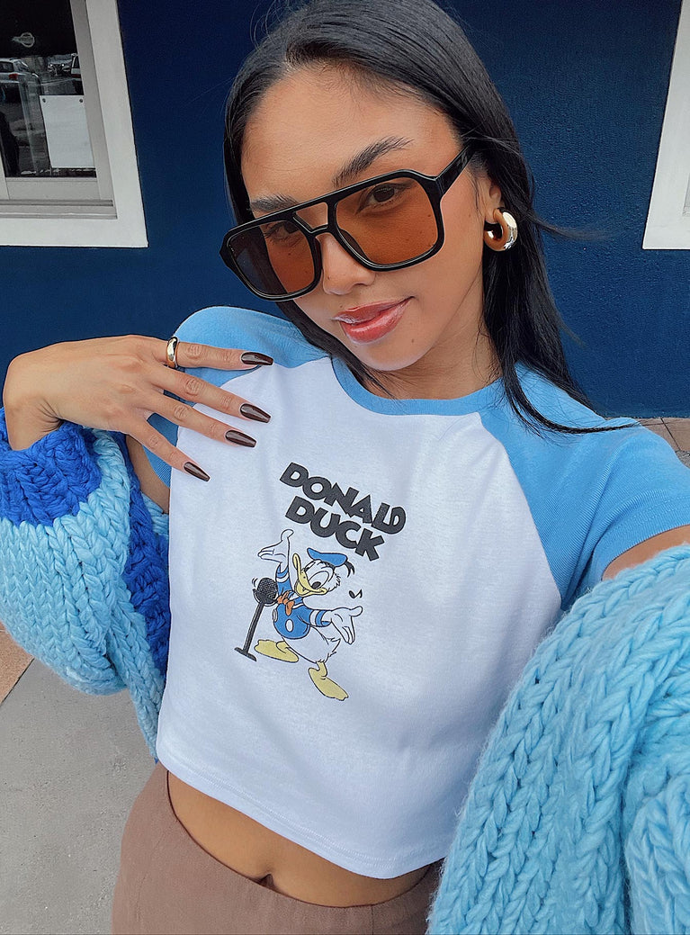 Disney Donald Duck Cropped Tee White / Blue
