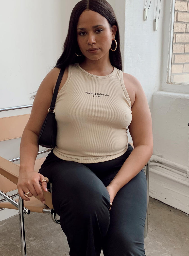 Country Club Tank Top Beige Curve