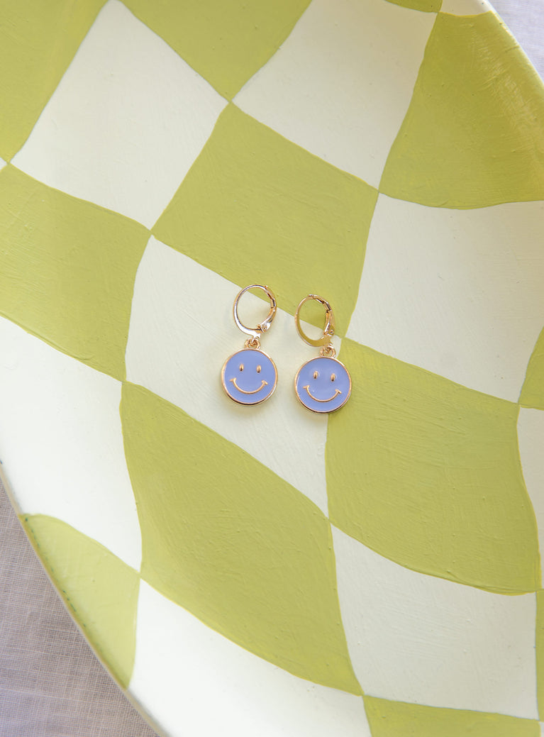 Smiley Earrings Blue