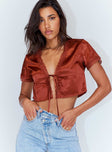 Vintage Tie Up Top Rust
