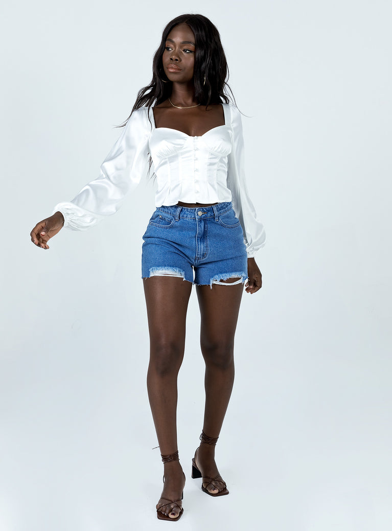 Briella Long Sleeve Top White
