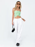 Crop top Princess Polly Exclusive 95% polyester 5% spandex Soft knit material Delicate material - wear with care Halter neck tie fastening Boning throughout Adjustable ruching at front