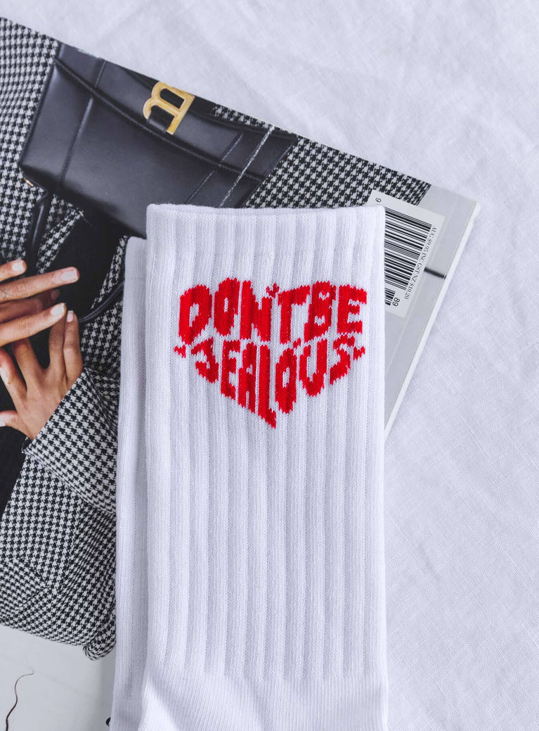 Don't Be Jealous Socks White / Red