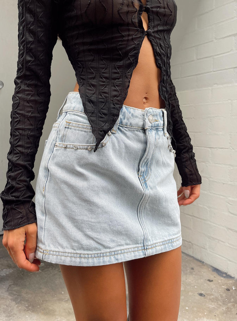 Organic Cotton Blend Althea Ultra Mini Denim Skirt