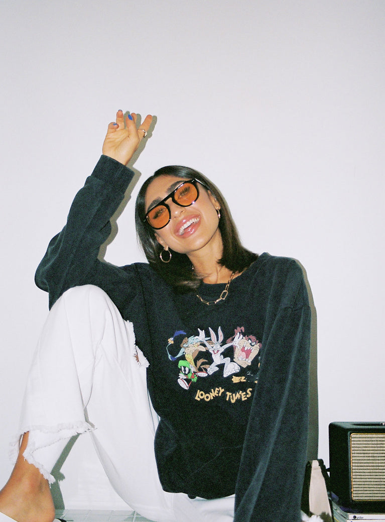 Looney Tunes Oversized Crewneck Sweatshirt Black
