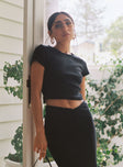 Crop top Ribbed material Short capped sleeves Good stretch