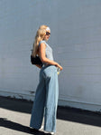 Jeans Mid wash denim Belt looped waist Removable denim belt Silver toned eyelets Classic five-pocket design Zip & button fastening High waisted Princess Polly badge on back Wide leg